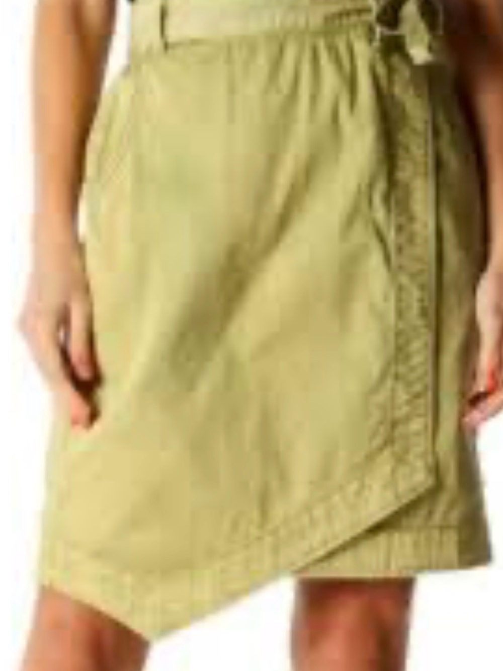 Pilcro Olive Green Asymmetrical Wrap Skirt